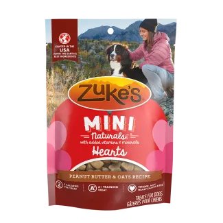 Zuke&#039;s Mini Naturals Hearts Peanut Butter &amp; Oats Recipe Dog Treat