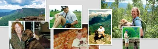 Collage of images of Zuke’s founder, Patrick, and his dog Zuke