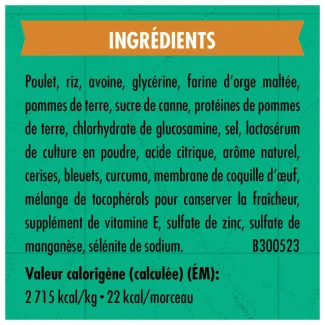 Gâteries d&#039;entraînement Zuke&#039;s Hanches et articulations Support Recette de poulet - ingredients