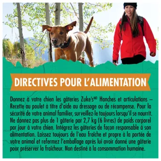 Gâteries d&#039;entraînement Zuke&#039;s Hanches et articulations Support Recette de poulet - directives pour l&#039;alimentation