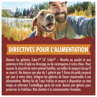 Gâteries pour le dressage pour chiens Zuke&#039;s Lil&#039; Links Recette de poulet et pommes directives pour l&#039;alimentation