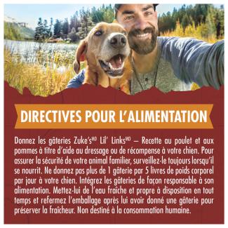 Gâteries pour le dressage pour chiens Zuke&#039;s Lil&#039; Links Recette de poulet et pommes directives pour l&#039;alimentation
