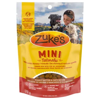 Zuke&#039;s Mini Naturals Peanut Butter and Oats Recipe Dog Treats - Gâteries d&#039;entraînement Zuke&#039;s Mini Naturals à saveur de beurre d&#039;arachide et d&#039;avoine