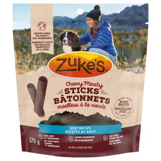 Zuke&#039;s Chewy Meaty Sticks Beef Recipe, Dog Treats - Gâteries pour chiens Zuke&#039;s Chewy Meaty Sticks Recette de bœuf