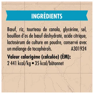 Gâteries pour chiens Zuke&#039;s Chewy Meaty Sticks Recette de bœuf - ingredients