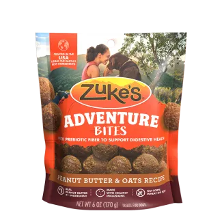 Adventure Bites Peanut Butter &amp; Oats Dog Treats front of pack 