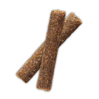 Two chicken and turkey flavor Zuke&#039;s Adventure Sticks. Tender, meaty stick-shaped dog treats made with natural ingredients.