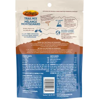 Zukes Trail Mix Peanut Butter and Oats Recipe package back - Canada